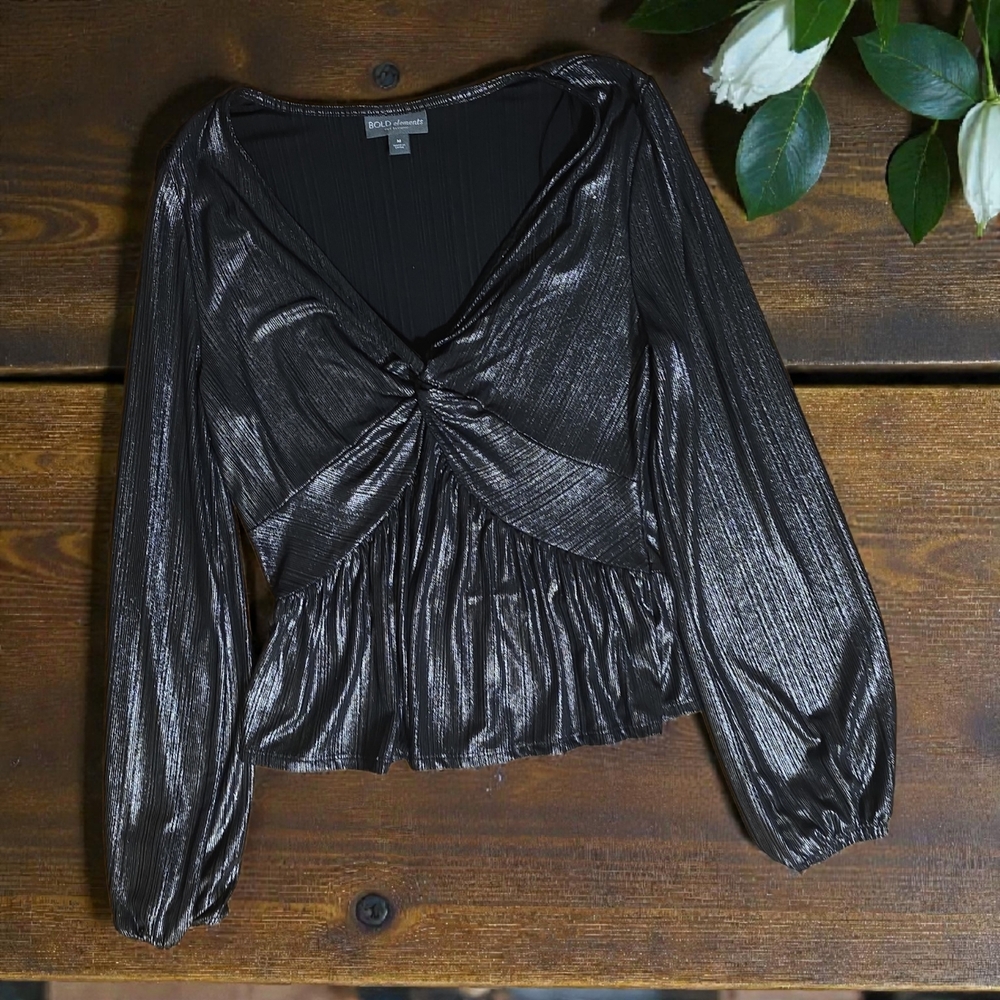 Bold Elements Shimmering Silver Blouse - image 3